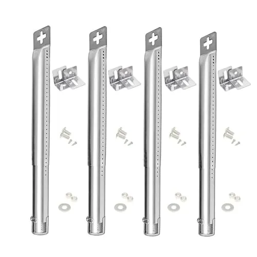WELL GRILL Universal Gasgrill Brenner - 4er Pack Edelstahl Ersatzteile - Grillersatzteile für die meisten Gasgrills, verstellbare Länge von 31cm bis 45cm, aus hochwertigem Edelstahl für Langlebigkeit und gleichmäßige Hitzeverteilung.
