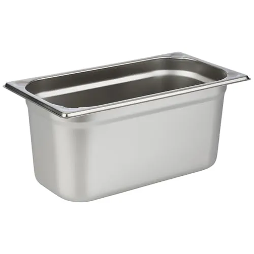 APS 81306 GN 1/3 Behälter, rostfreier Gastronormbehälter Edelstahl, Abmessungen 176 x 325 mm/Höhe 150 mm/Volumen 5,7 Liter, Edelstahlfarben