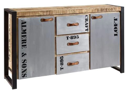 Massivmoebel24 Sideboard (Sideboard Mango 145x40x85 natur bedruckt FACTORY #132)