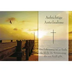 Trauer Kondolenz Beileidskarte mit Briefumschlag Meer Steg Aufrichtige Anteilnah
