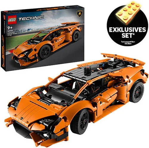 LEGO Lamborghini Huracán Tecnica Orange (42196) - 806-teiliges Technic Bauset, detailgetreues Modell mit V10-Motor und aufklappbaren Türen, für Kinder ab 9 Jahren