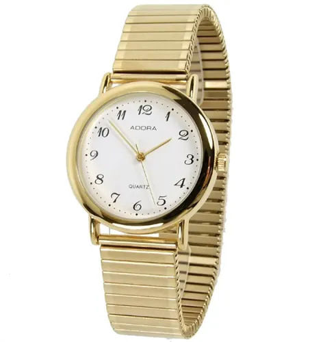 Adora Armbanduhr Ø 34mm | Goldfarbenes Zugband & Gehäuse | Unisex - Elegante Unisex-Armbanduhr mit goldfarbenem Zugband und Gehäuse. Perfekt für jeden Anlass und zeitlos im Design. Ein stilvolles Accessoire für modebewusste Träger.