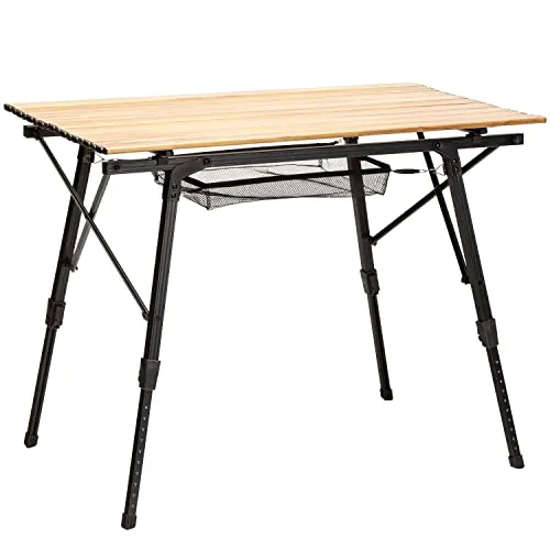 Skandika Campingtisch Alu Falttisch Jamsa - Höhenverstellbarer Klapptisch mit praktischer Netzablage, ideal für Garten und Camping, wetterfest und leicht transportierbar.