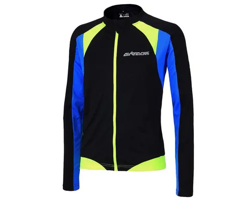 Airtracks FUNKTIONS Fahrradtrikot Langarm PRO-T - schwarz-neon - L - Radsport-Trikot für Herren, atmungsaktiv, schnell trocknend und mit 3 Rückentaschen. Ideal für Frühling und Sommer, mit ergonomischem Design und reflexiven Details für mehr Sicherheit.