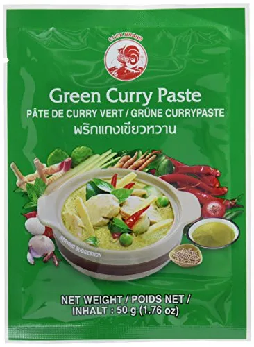 Cock Currypaste grün, sehr scharf - Currysaucen: Authentische thailändische Currypaste, 100% natürliche Zutaten, vegan, halal und glutenfrei – ideal für aromatische, scharfe Thai Gerichte.