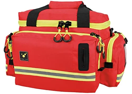 tee-uu MIC-S Notfalltasche rot | Erste-Hilfe Tasche | Rettungstasche | ideal dimensioniert | 11,5 Liter Hauptfach | praxistauglich | wasserdichter Boden | gepolstert | Handschuh-Spender