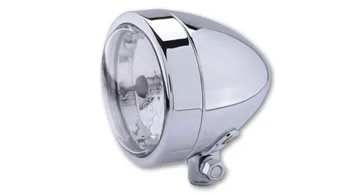 HIGHSIDER smart Scheinwerfer Bullet H4 Chrom - Autobeleuchtung mit verchromtem Metallgehäuse, E-geprüft für Fernlicht, ideal für stilvolle und sichere Fahrten.