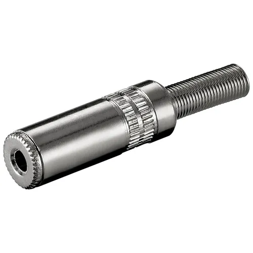 Klinken-Kupplung 3,5mm Stereo verchromt mit Knickschutz