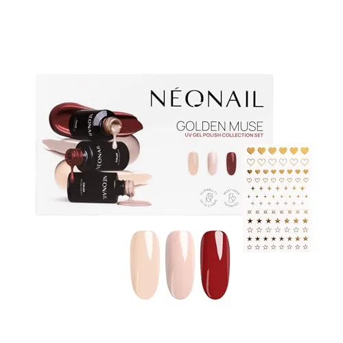 NoName Set Smalto per Unghie Ibrido Rosso Arrossito - Kunstnägel Set in elegantem Rot & Gold, ideal für ein professionelles Nageldesign zu Hause.
