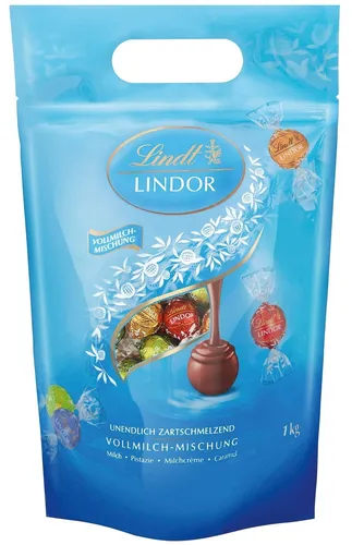 Lindt Lindor XXL Beutel Vollmilch Mischung Schokolade 78 Pralinen - 1kg