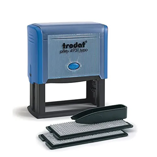 Trodat Printy 4931 Typo Stempel – Individuell gestaltbarer Selbstfärbestempel - Stempel, selbstfärbend und individuell besetzbar. Ideal für Büro und Zuhause mit Platz für bis zu 6 Zeilen Text.