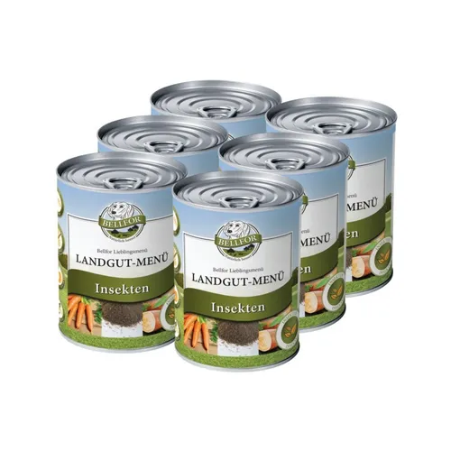 Bellfor Landgut-Menü - Hochwertiges Getreidefreies Nass-Hundefutter mit Insekten, 6 x 800 g - Getreidefreies, hypoallergenes Nassfutter für Hunde mit Insektenprotein. Hohe Verdaulichkeit und sorgfältige Zutatenwahl für eine schonende Ernährung, ideal für sensible Hunde.
