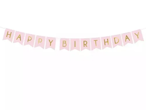 Girlanda Happy Birthday jasno różowa 15x175cm PartyDeco 5902230774988