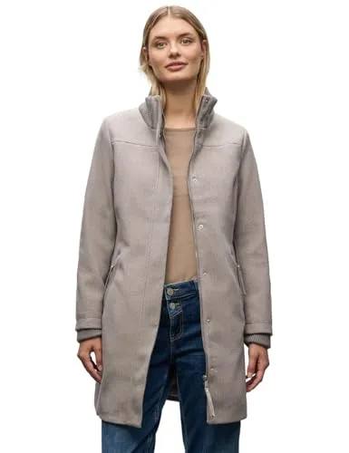 STREET ONE Allwetterjacke LTD QR Coat mit Strickdetails - Funktionsjacken mit eleganten Strickelementen am Stehkragen und hochwertiger Wolloptik, ideal für die Übergangszeit und praktisch mit seitlichen Zipper-Taschen.