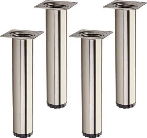 Stück Möbelfüße BRAVO Höhe 200 mm (+ 10 mm) Ø 40 mm Edelstahloptik höhenverstellbare Schrankfüße aus Stahl belastbar bis 50 kg pro Stellfuß SOTECH 4