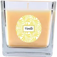 HS Candle Duftkerze & Glas Duft Schriftzug Viereck 8 x 7,5cm Vanille