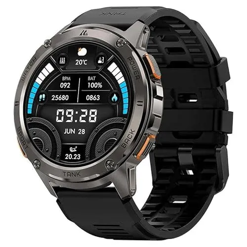 KOSPET Tank T3 Smartwatch 3.6 cm AMOLED Schwarz - Smartwatch mit 170+ Sportmodi und 500 mAh Akku für bis zu 15 Tage Nutzung – ideal für aktive Lebensstile und präzise Sportüberwachung.