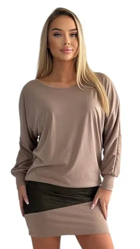 Mississhop 95-31 Damen Minikleid Glitzer - Festliches Freizeitkleid mit edlem Glitzer-Einsatz, hergestellt in der EU. Ideal für jeden Anlass und sorgt für ein angenehmes Tragegefühl.
