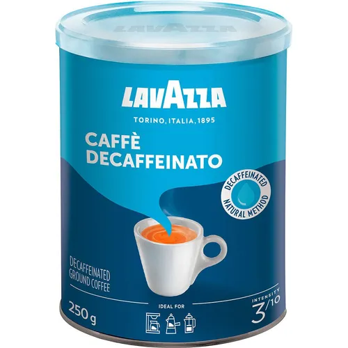 LAVAZZA Caffé Decaffeinato Kaffee, gemahlen, 250 g - Erleben Sie den milden Genuss des LAVAZZA Caffé Decaffeinato mit erlesenen Arabica- und Robustabohnen. Perfekt für Filtermaschinen, bleibt das Aroma in der praktischen Metaldose lange erhalten.