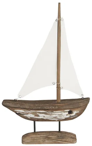 Ib Laursen Dekofigur - Deko Segelschiff aus Holz, H 40,5cm x L 25,3cm - Geschirr: Stilvolle Dekofigur aus Holz, perfekt für maritime Akzente in Ihrem Zuhause.