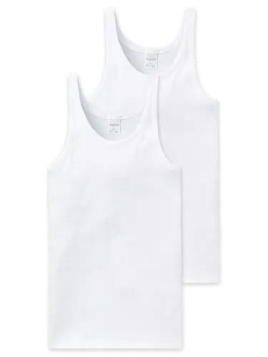 Schiesser Essentials Cotton Feinripp Shirt Doppelpack Uni weiß XL - Herren-Unterhemden im Doppelpack, besonders strapazierfähig und aus hochwertiger Feinripp-Qualität für optimalen Tragekomfort.