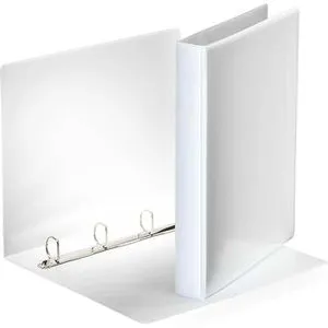 Esselte Präsentationsringbuch 49702, A4, 4 Ringe, Ø 25mm, aus PP, weiß, 2 Außentaschen