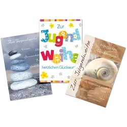 Jugendweihe - Mehrfachpackung 3er - 3 Karten – 3 Umschläge – im Format 11,5 x 17