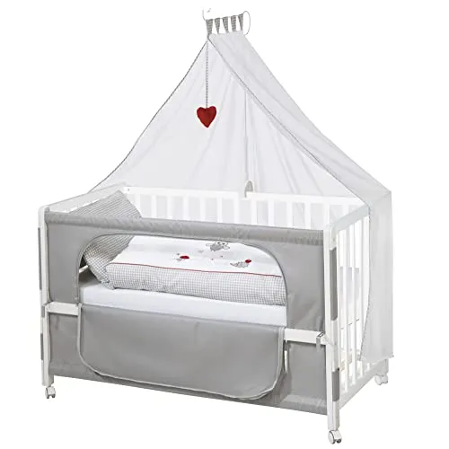 roba Beistellbett Adam & Eule 60 x 120 cm - Matratzen - Flexibles Beistellbett mit Höhenverstellung, inklusive Matratze und Bettwäsche, ideal für die ersten Lebensjahre.