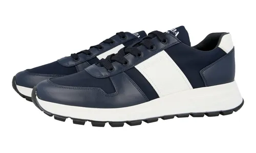 PRADA Leder Nylon Prax01 Sneaker - 4E3463 Olttemare Blau Weiss NEU -  9 43