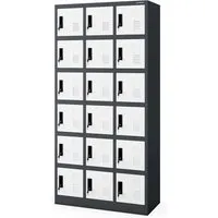 Jan Nowak Umkleideschrank 3B6A - 18 Fächer Metallschrank - Geräumiger Metallschrank mit 18 abschließbaren Fächern für sicheren Stauraum. Robuste Stahlkonstruktion in Anthrazit/Weiß, ideal für Schulen, Fitnesszentren und Werkstätten. Lieferung inkl. Montageanleitung.
