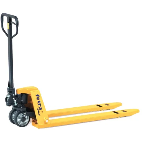 Fetra Hubwagen 2120 - Tragkraft 2000kg, Niedrighubwagen mit Vollgummi/Nylon-Rädern - Gabelhubwagen mit extra niedriger Bauweise für Unterfahrhöhen ab 55 mm, ideal für ebenen und unebenen Boden. Hohe Tragkraft und Überlastsicherung für sicheres Arbeiten.