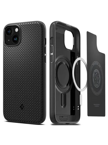 Spigen Mag Armor iPhone 15 6.1" MagSafe - Matte Black - Smartphone Hülle für iPhone 15 mit MagSafe, bietet robusten Schutz und elegantes Design für dein Gerät.