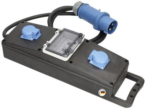 as-Schwabe CEE-Stromverteiler 63261 G-S22, mobil, 2x Schutzkontakt 230V - Garten Elektrobedarf - Mobiler CEE-Stromverteiler mit IP44 Spritzwasserschutz, ideal für Baustellen und Außenanwendungen. Hohe Sicherheit durch 4x FI/LS-Schalter.