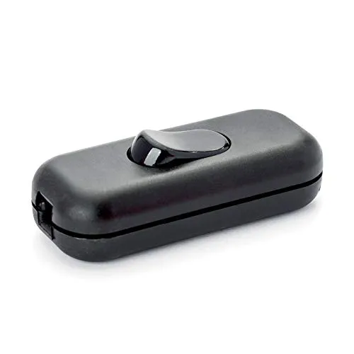 ORION LIGHTSTYLE Zwischenschalter Schnurschalter Kabel Schalter Wippschalter (schwarz)