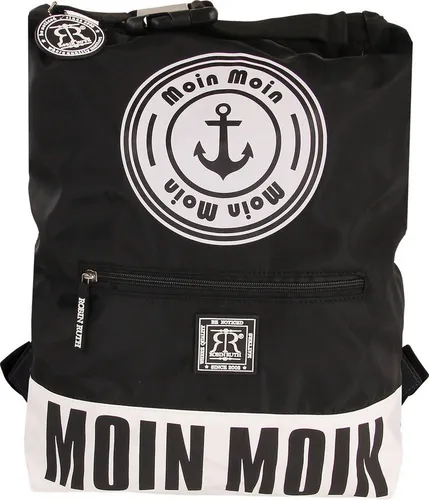 Robin Ruth Freizeitrucksack - Sportlicher Rucksack für Damen und Herren - Turnbeutel aus wasserabweisendem Polyester, ideal für Freizeit und Sport mit stylischem 'MOIN MOIN' Motiv, Größe: 27x37x12 cm.