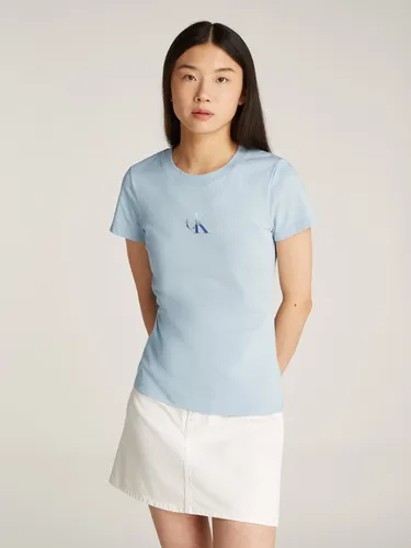 T-Shirt "GRADIENT MONOLOGO SLIM TEE", mit Logodruck, Gr. XL (42), Niagara Mist