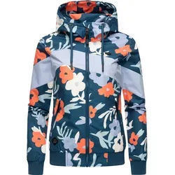 Ragwear Nuggie Block Flower Petrol Damen Übergangsjacke Gr. XL - Stylische Übergangsjacke mit einzigartigem floralen Allover-Print und modischem Blockstreifen. Wasserdicht und winddicht, ideal für sportliche Outdoor-Aktivitäten. Perfekte Passform und hoher Tragekomfort für jede Figur.