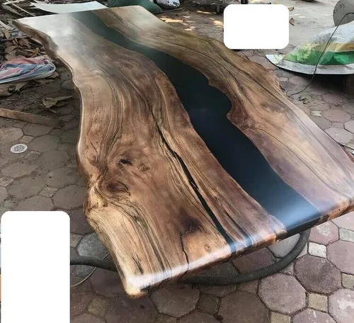 Esstisch aus Epoxidharz und echtem Holz – Massive Möbel für Ihr Zuhause - Tische & Stehtische: Stilvoller Esstisch mit Wasserfall-Design, Platz für bis zu 10 Personen und modernes, zweifarbiges Muster – ideal für Esszimmer.