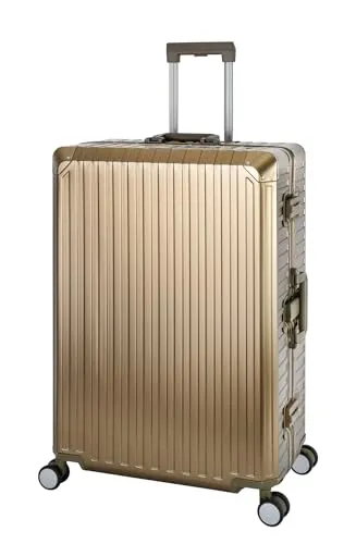 Travelhouse Tokyo 100% Aluminium Reisekoffer Gold XL-78cm - Robuster Hartschalenkoffer mit 110L Volumen, 4 leisen 360° Rollen und 2 TSA Zahlenschlössern – ideal für sicheres und komfortables Reisen.