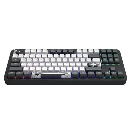 DARK PROJECT Aluminum Bushido Mechanische Gaming-Tastatur 80% TKL (US English) [ANSI] - Notebook Tastaturen mit Aluminium-Gehäuse und G3MS Moonstone-Schaltern für ein außergewöhnlich sanftes Spielerlebnis. Hot-Swap-fähig und anpassbare RGB-Beleuchtung für individuelle Gestaltung.