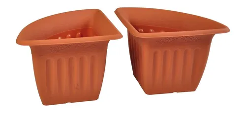 Paragon Pflanzkübel Eck-Blumentopf 4er-Set Terrakotta Pflanztopf Blumenkübel Pflanzkübel P (4 St)