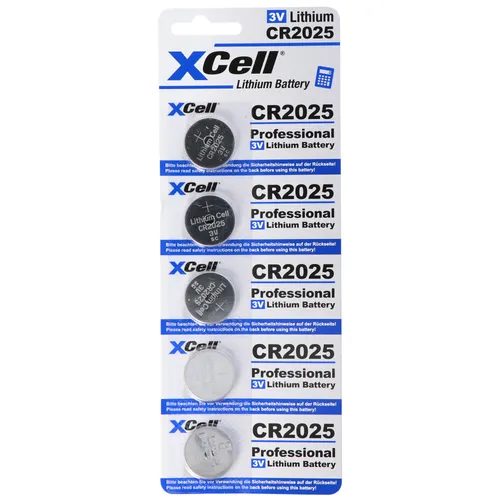 XCell 5er-Sparset CR2025 Lithium Batterie 3V, CR2025 Batterien im praktischen 5er Set
