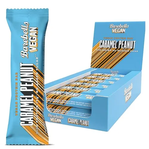 Barebells Vegan Protein Bar Caramel Peanut - Veganer Proteinriegel mit köstlichem Erdnuss-Karamell-Geschmack, perfekt für einen energiereichen Snack zu jeder Gelegenheit.