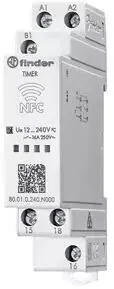 Finder 80010240N000 Multifunktionales Zeitrelais - Multifunktionales Zeitrelais für DIN-Schiene, 17.5 mm breit. Programmierbar über NFC mit verschiedenen Funktionen für flexible Anwendungen im elektrischen Einsatz.