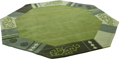 THEKO Teppich in Grün aus Wolle - Hochwertiger Teppich aus Wolle, 200 cm breit und 1,4 cm hoch. Ideal für ein gemütliches Schlafzimmer. Jetzt 10€ Willkommens-Gutschein bei Newsletter-Anmeldung sichern!