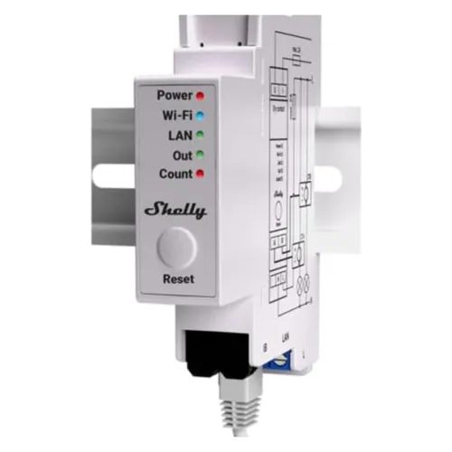 Shelly Pro EM 50A - Wi-Fi Bluetooth-Energiezähler mit Schützsteuerung, präzise Verbrauchsmessung und kompatibel mit Alexa & Google Home