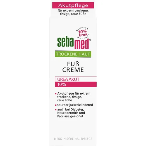 Sebamed Trockene Haut 10% Urea akut Fußcreme 100 ml - Fußpflege für sehr trockene Haut, lindert Juckreiz und Rissigkeit. Mit 10% Urea für intensive Feuchtigkeit und Hautregeneration. Frei von Farbstoffen und Silikonölen.
