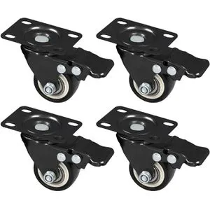 HMF Schwerlastrolle 6710, Lenkrolle mit Bremse, 38mm Ø, Polyurethan, Tragkraft 225kg, 4 Stück