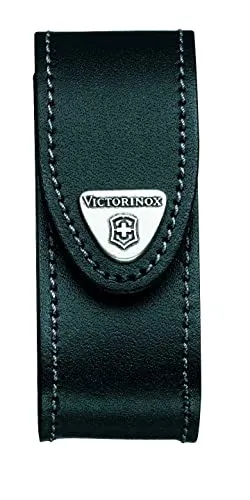 Victorinox Gürteletui Leder, Zubehör für Taschenmesser, Etui, Swiss Army Knife, Klettverschluss, Schwarz