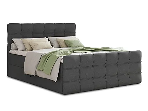 Boxspringbett Best Lux mit Fußteil und 2 Bettkästen - Doppelbett mit Luxus Bonell-Matratze und integriertem Topper, ideal für maximalen Komfort und Stauraum im Schlafzimmer.